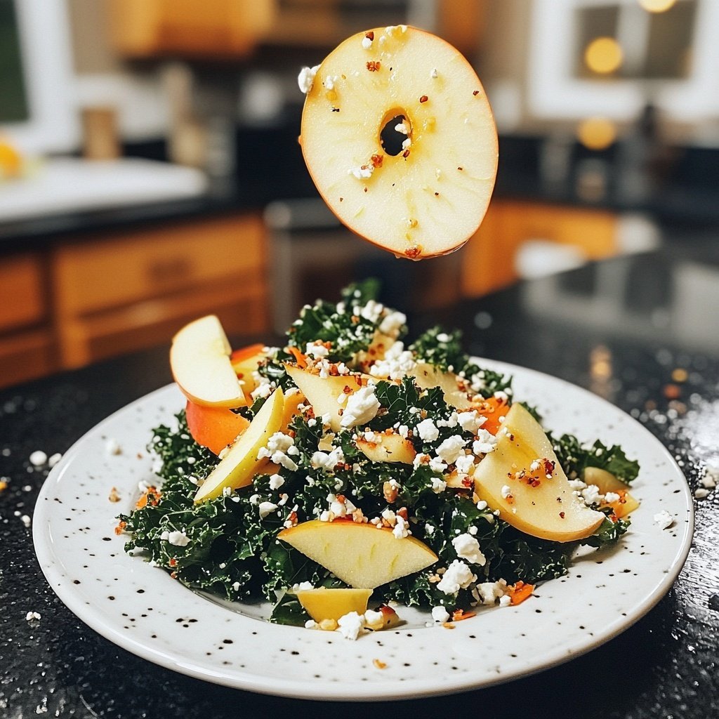 Grünkohlsalat mit Apfel und Feta