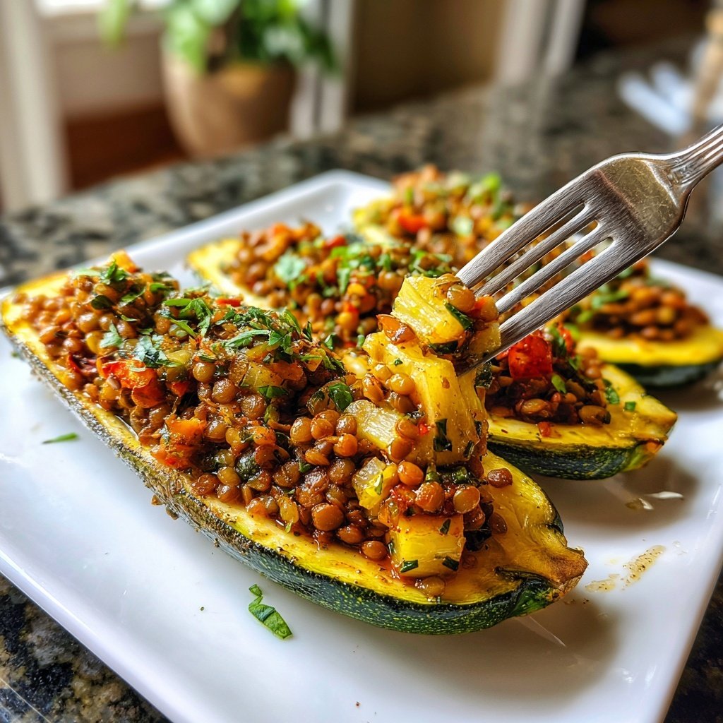 Gefüllte Zucchini mit Linsen
