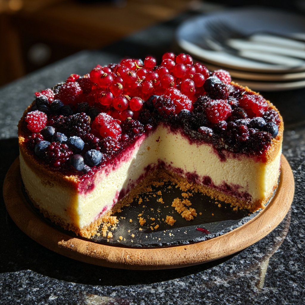 Blechkuchen mit Beeren und Vanillepudding